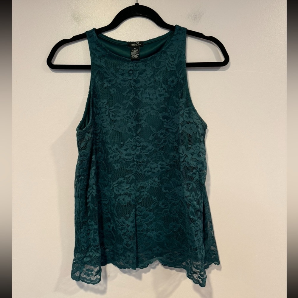 Teal lace Rue21 tank top